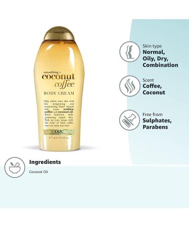 OGX Smoothing Coconut Coffee Body Cream 19.5 oz - Hydrating Body Lotion - Buy Online on GoSupps.com