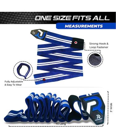 XR Knee Wraps 78 Elasticated Straps for Weightlifting | IPL & USP Approved, No-Slip Design for Squats, Powerlifting | Blue-White (Pair) - Buy Online on GoSupps.com