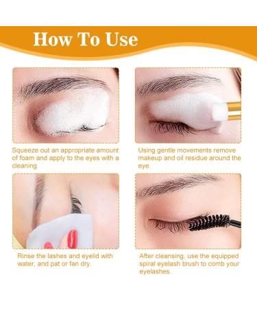 Eyelash Lengthening Cleaning Mousse | Eyelash Extension Cleanser & Foaming Wash - 60ML with Mascara Wand - Buy Online on GoSupps.com
