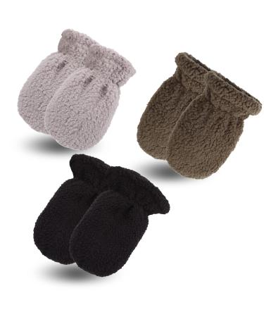 Pesaat Fleece Warm Baby Gloves Double Layer Winter Mitten For Boys Infant Toddler Girls Anti-Scratch Mittens 3pcs-d 6-12 Months