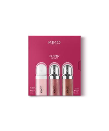 KIKO Milano Glossy Lip Set Makeup Kit: 2 Moisturizing Glosses and 1 Perfecting Lip Cream