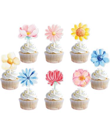 Flower Cupcake Toppers Daisy Cupcake Toppers Sunflower Cake Picks for Flower Themed Party Decorations Supplies 36 Pieces - Buy Online on GoSupps.com