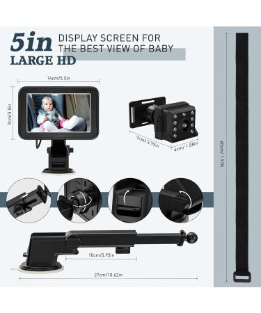 Baby Car Mirror for Back Seat | Welltop 5'' HD 1080P Baby Car Camera | 360 Night Vision & Shockproof | Essential Car Accessories for New Parents - Buy Online on GoSupps.com