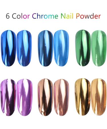 Chrome Nail Powder - 6 Box Colorful Nail Powder - Metallic Nail Art Pigment Powder Set - Mirror Effect Nail Chrome Powders for Nail Art Design Decoration - Buy Online on GoSupps.com
