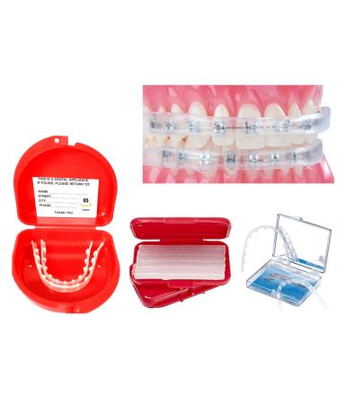 [SmileWorld] Lip Guard for Braces- Bundle Set 4 Items,Upper and Lower Clip on System, 01 case Braces Wax,01 Retainer Case, Oral Relief for Orthodontic Braces-Mouthguard for Braces
