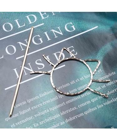 Yheakne Metal Hair Slide Clip Barrette Cat Shape Hair Stick Pin Vintage Hair Fork Pin Bun Holder Alloy Hair Clip Decorative Hair Accessories for Women and Girls (Gold) - Buy Online on GoSupps.com