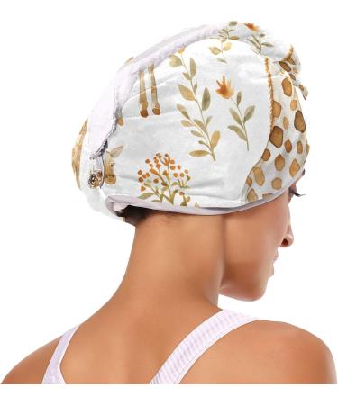 Watercolor Giraffe Hair Towel 2 Pack - Super Absorbent Quick Dry Hair Turbans for Women & Girls - Perfect Hair Drying Solution - Buy Online on GoSupps.com