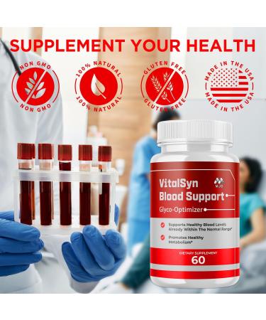 Vitalsyn Blood Support Capsules Official Vitalsyn Pills with All Natural Ingredients Advanced Formula Health Supplement Pills with Maximum Strength Premium Vitamins for Women and Men (60 Capsules) - Buy Online on GoSupps.com