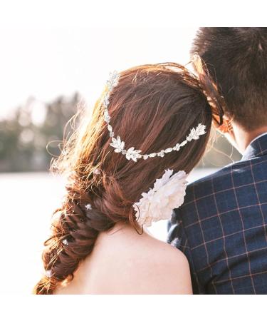 Handmade Bridal Hair Jewelry | Crystal Leaves Hair Band for Weddings Anniversaries & Valentine's Day - Rose Gold - Buy Online on GoSupps.com