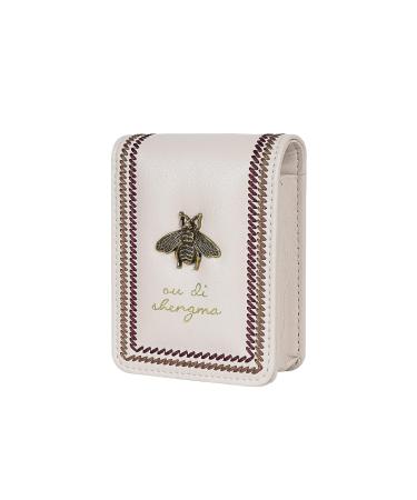 Lipstick Case with Mirror for Purse Mini Lipstick Holder Purse Small Cosmetic Bag for Lipsticks Travel Lipstick Pouch Portable Makeup Cosmetic Pouch (1Pcs White)