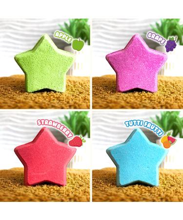 4 x Star Bathing Balls - Natural Handmade Foam Bath Gift Set for Kids | Perfect Birthday Gifts & Bathing Toys | Zimpli Kids Spa Bubble Bombing Set - Buy Online on GoSupps.com