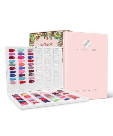 Nail Colour Display Book Plastic Nail Swatch Book 120 Nail Display Book Color Chart with Transparent Nail Tips for Gel Polish No Glue Required