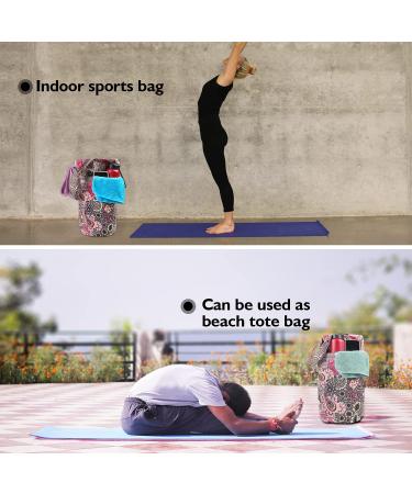 Mookis Yoga Mat Bag | Adjustable Shoulder Strap | Large Size Zipper Pocket | Flower Pattern | Multipurpose - Buy Online on GoSupps.com
