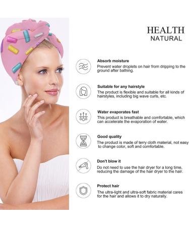 Buy Donut Glaze Microfiber Hair Towel Wrap for Women - 10"x26" Super Absorbent Hair Turban with Button Fast Shipping Worldwide - Buy Online on GoSupps.com