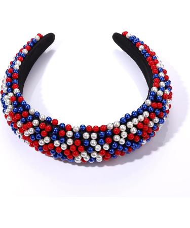USA Patriotic Beaded Headband for Women - 4th of July American Flag Headpiece - Buy Online on GoSupps.com