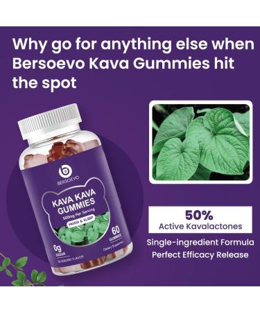 Kava Gummies 500mg High Absorption Kava Root Extract Supplement With 50% Kavalactones for Mood Sleep and Stress Suppport Sugar Free Blueberry Flavor 60 Count - Buy Online on GoSupps.com
