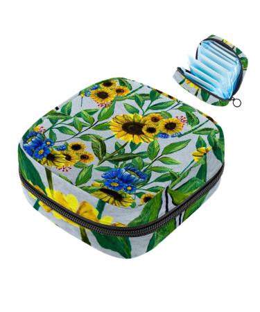 MUOOUM Sunflowers and Wildflowers Sanitary Napkin Storage Bag Portable Period Bag for Women Teen Girls Menstrual Cup Pouch Nursing Pad Holder Multi-colored 1