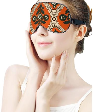 LynaRei Ethnic Boho Orange Floral Sleep Mask for Full Night's Sleep - Style 4 - Buy Online on GoSupps.com