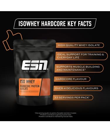 ESN IsoWhey Hardcore Protein Vanilla 1000g Whey Isolate Protein Powder Vanilla 1000 g (Package of 1) - Buy Online on GoSupps.com