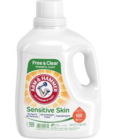 Arm & Hammer Sensitive Skin Free & Clear Liquid Laundry Detergent - 100 Loads 150 Fl oz - Eco-Friendly & Gentle for Your Skin - Buy Online on GoSupps.com