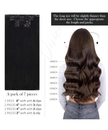 Vivien Black Real Hair Clip-In Extensions - Deep Black Remy Hair 24 Inch 135g 7PCS - Premium Clip-In Hair Extensions - Buy Online on GoSupps.com