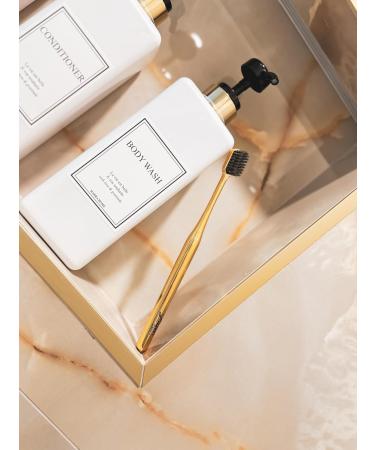 Luxury Soft Bristle Toothbrush for Sensitive Gums - Ergonomic Electroplated Handle Travel Toothbrush for Kids & Adults - Gold Teeth Care Solution - Buy Online on GoSupps.com