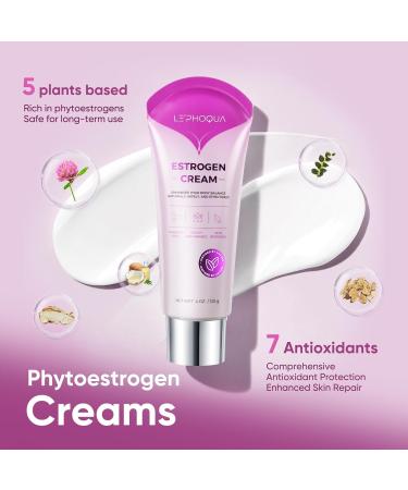 Estrogen Cream for Menopause Relief | Bioidentical Hormone Balance | Natural Phytoestrogen Cream for Hot Flashes & Skin 4 Oz - Buy Online on GoSupps.com