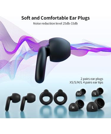 Sleeping Ear Plugs - 2 Pairs Reusable Soft Comfortable 27dB Noise Reduction - Ideal for Side Sleepers - Black - Buy Online on GoSupps.com