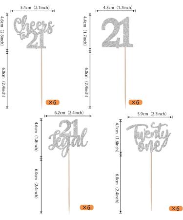 Rsstarxi 24 Pack 21st Birthday Cupcake Toppers Glitter Leg Al 21 Cupcake Toppers Twenty One Hello Cheers to 21 Cupcake Picks for Happy 21st Anniversary Birthday Party Cake Decorations Silver Silver 21st - Buy Online on GoSupps.com