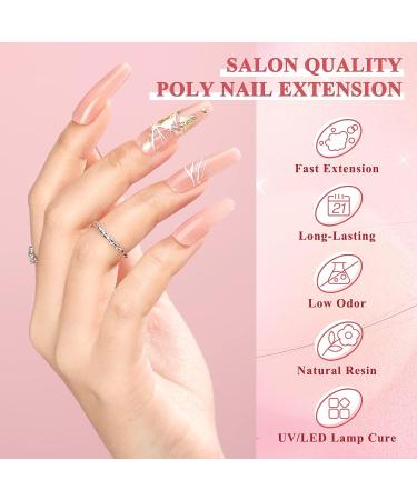 Morovan Poly Nail Gel Set - 2OZ Clear & Nude Pink Poly Extension Gel for Art Nails | Professional Colors - 60ML Extension Gel for Beginners - Buy Online on GoSupps.com