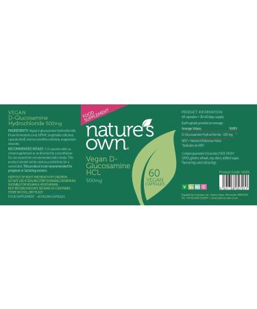 Nature's Own Vegan Glucosamine HCL 500mg - 60 Capsules - Buy Online on GoSupps.com