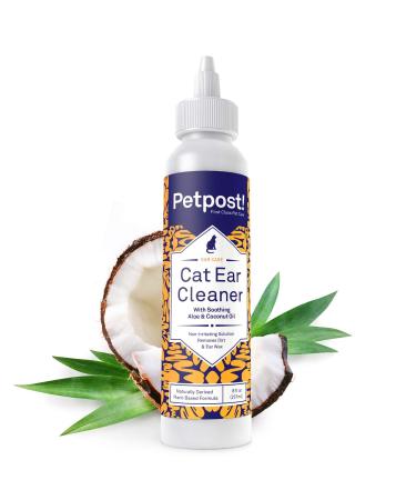 Petpost | Pet Ear Cleaner for Dogs & Cats - Natural Coconut Oil Solution for Dogs & Cats - Alcohol Free Cat Ear Cleaner 8 oz.