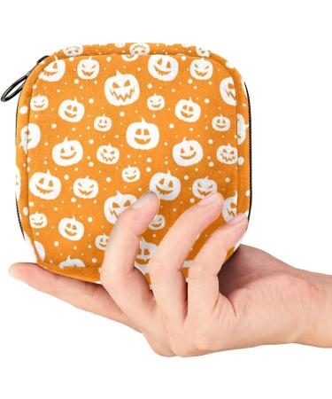Guantierendiy Halloween Pumpkin Menstrual Cup Pouch | Large Capacity Sanitary Napkin Storage Bag | Portable Makeup Organizer for Girls | Color 4 - Buy Online on GoSupps.com