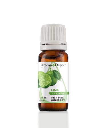10 ml. Lime Essential Oil 100% Pure Natural Therapeutic Grade. Ideal for Aromatherapy Oil Diffuser & Perfect for Cleaning. Cold Pressed from Fresh Lime Peel. (1/3 Ounce)