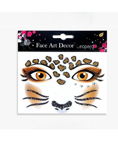 Animal Face Stickers - Leopard Cat Floral Body Paint for Halloween & Stage Performance - 2 Sheets - Buy Online on GoSupps.com