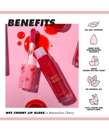 Lime Crime Wet Cherry Lip Gloss in Black Cherry - Vegan Cherry-scented Plumping Gloss for Non-Sticky, Long-Lasting Ultra Glossy Sheen - Buy Online on GoSupps.com