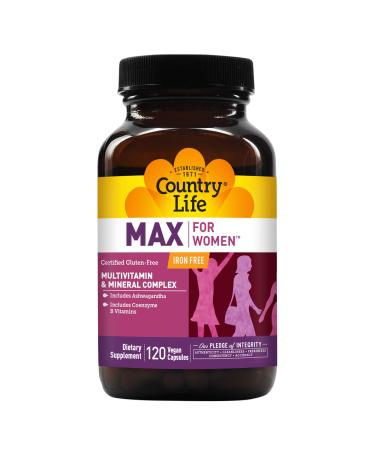 Country Life Max for Women Multivitamin & Mineral Complex Iron Free 120 Vegetarian Capsules