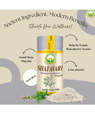 BASIC AYURVEDA Shatavari Powder 3.5 Oz (100g) | 100% Natural Plant-Based Root Powder | Traditionally Used in Ayurveda for Women s Wellness, Vitality & Strength | No Additives | Vegan & Gluten-Free - Buy Online on GoSupps.com
