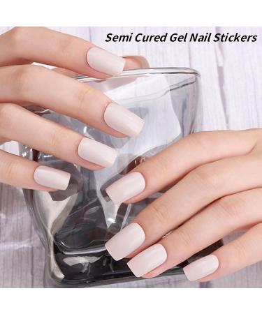 Beautfave 16Pcs Semi Cured Gel Nail Strips - Self Adhesive White Nail Wraps with File & Stick - Greywhite | UV/LED Lamp Required - Buy Online on GoSupps.com