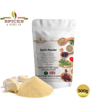 Garlic Powder (Lahasun Lasan) Premium Quality by Spices&herbsuk - Garlic Powder for Cooking Baking Soups Stews Casseroles Sauces and Pairs Well with Vegetables Meats Rubs Salads - 500g - Buy Online on GoSupps.com