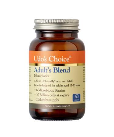 Udo's Choice Adults Blend Age Specific Probiotics - Lacto & Bifido Bacteria - 17 Billion Cell Count - 6 Mirobiotics Strains - 60 Vegecaps - One a Day - 2 Month Supply 1 Count (Pack of 1)