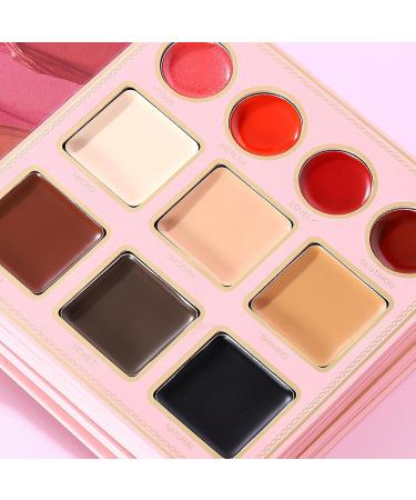 Eyeshadow palette Matte Shimmer Blendable Lip Color book style Bronzer Highlighter Makeup for women birthday Valentine's Day travel vacation party camping outdoor scene - Buy Online on GoSupps.com