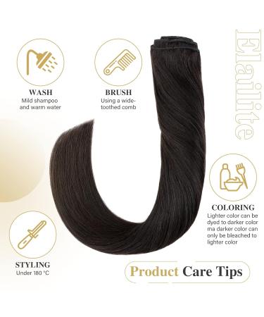 Elailite 100% Remy Human Hair Clip in Extensions - Double Wefts Thick Volume 35cm 120g - #1B Natural Black - Buy Online on GoSupps.com