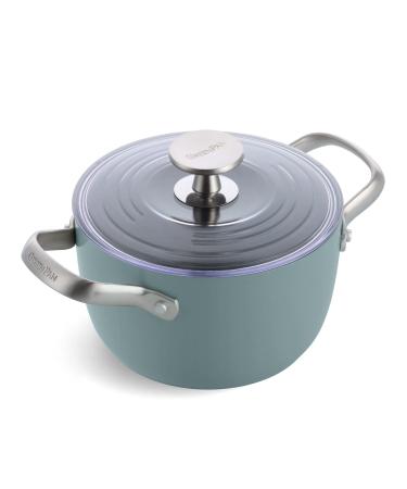 GreenPan Healthy Ceramic Nonstick, 2QT Rice Grains and Soup Maker, Caldero Pot with Lid, PFAS-Free, Induction, Dishwasher Safe, Oven Safe, Smokey Blue