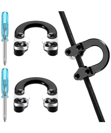 2 Sets Archery D Loop Compound Bow Metal U Nock D Ring Buckle Release Nocking Loop with Screwdrivers for Hunting Installation Accessories Black