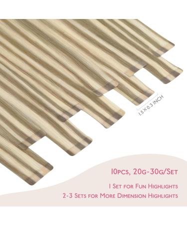 Real Hair Tape Extensions - Ash Brown Highlights & Gold Blonde 10pcs 30cm 20g Invisible Remy Hair - Buy Online on GoSupps.com