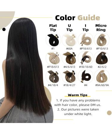 UGEAT Balayage Bonding Extensions | Real Human Hair U Tip Extensions | 45 cm | #1B/4/27 - Black & Dark Brown Options for Glamorous Looks - Buy Online on GoSupps.com