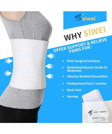 SIWEI 2 Pack Abdominal Binder Post Surgery Stomach Compression for Men and Women - (30-45) 3 PANEL - 9 (2 Pack) 30-45 WHITE - Buy Online on GoSupps.com