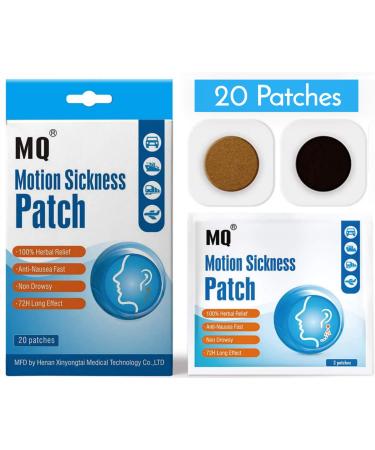 Motion Sickness Patch - 20 Pack - Works to Relieve Vomiting, Nausea, Dizziness & Other Symptoms Resulted from Sickness of Cars, Ships, Airplanes, Cruise, Trains & Other Forms of Transport Movement.