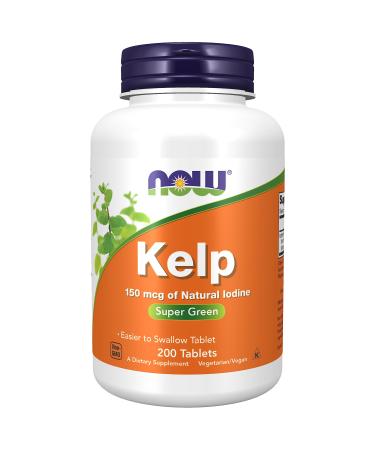 Now Foods Kelp (Seaweed) 150mcg 200 Tablets Lab-Tested Natural Iodine Soy Free Gluten Free Vegetarian